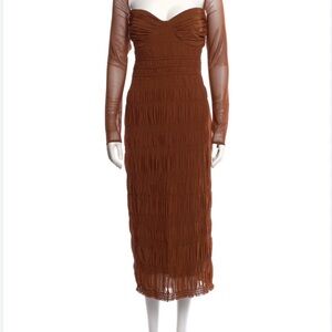 Self-Portrait Brown Tiered Sheath Cocktail Dress